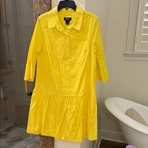 DKNY Vibrant Yellow Long Sleeve Dress
